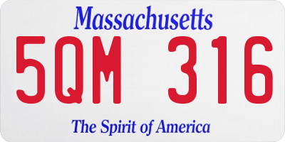 MA license plate 5QM316