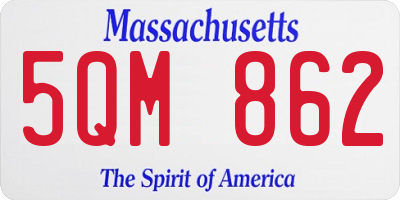 MA license plate 5QM862