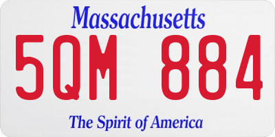 MA license plate 5QM884