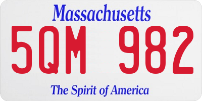MA license plate 5QM982
