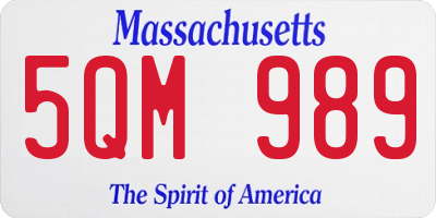 MA license plate 5QM989