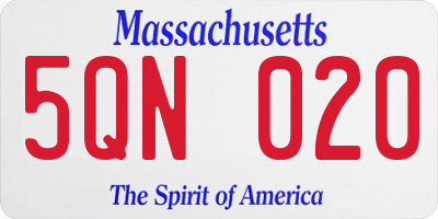 MA license plate 5QN020