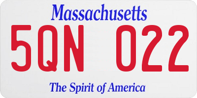 MA license plate 5QN022