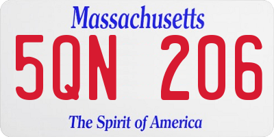 MA license plate 5QN206