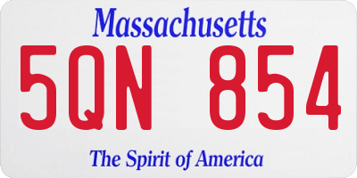 MA license plate 5QN854