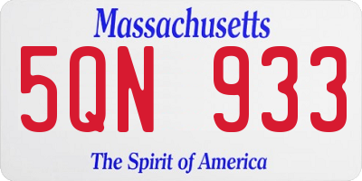 MA license plate 5QN933