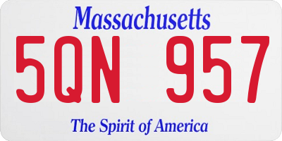 MA license plate 5QN957