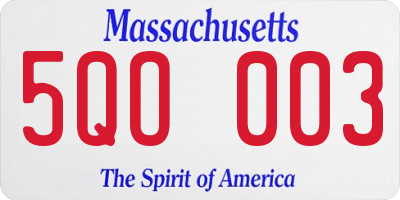MA license plate 5QO003