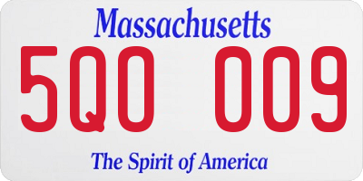MA license plate 5QO009