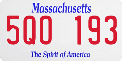 MA license plate 5QO193