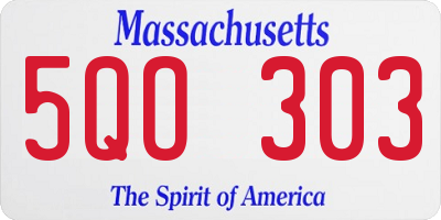 MA license plate 5QO303