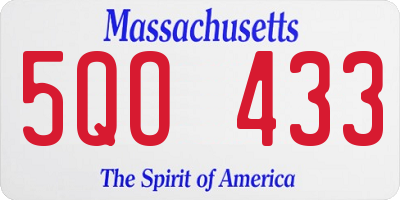 MA license plate 5QO433