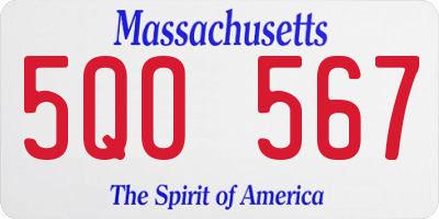 MA license plate 5QO567