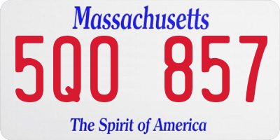 MA license plate 5QO857