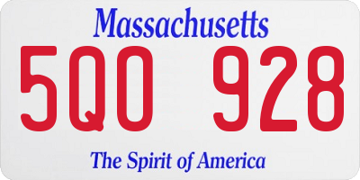 MA license plate 5QO928
