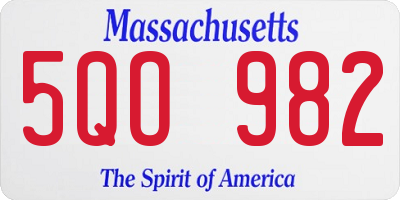 MA license plate 5QO982