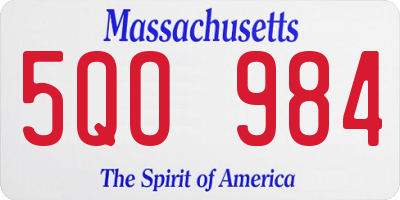 MA license plate 5QO984
