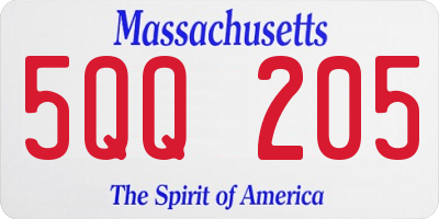 MA license plate 5QQ205