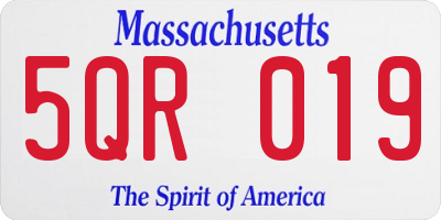 MA license plate 5QR019