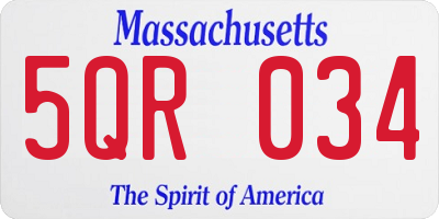 MA license plate 5QR034