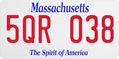MA license plate 5QR038