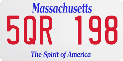MA license plate 5QR198