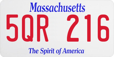 MA license plate 5QR216