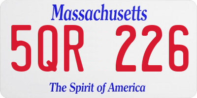MA license plate 5QR226