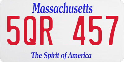 MA license plate 5QR457