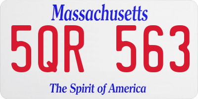 MA license plate 5QR563