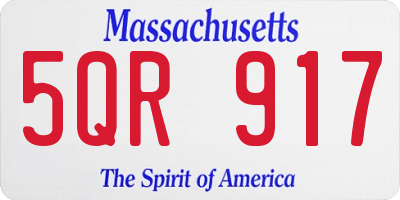 MA license plate 5QR917