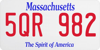 MA license plate 5QR982