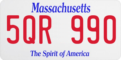 MA license plate 5QR990