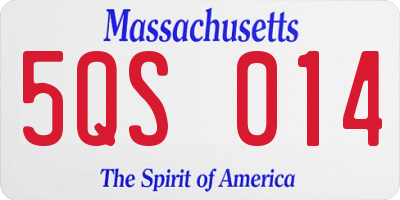 MA license plate 5QS014