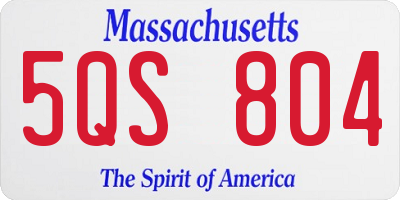 MA license plate 5QS804