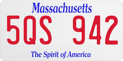 MA license plate 5QS942