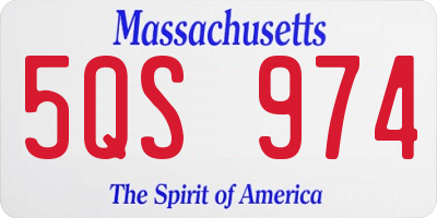 MA license plate 5QS974