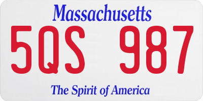 MA license plate 5QS987