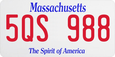 MA license plate 5QS988