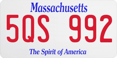 MA license plate 5QS992