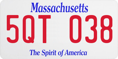 MA license plate 5QT038