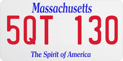 MA license plate 5QT130