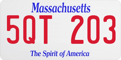MA license plate 5QT203