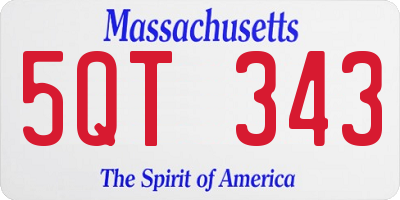 MA license plate 5QT343