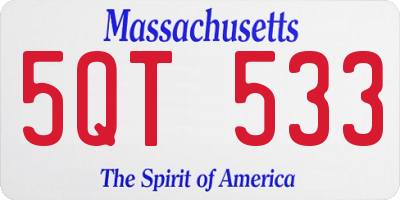 MA license plate 5QT533