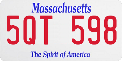 MA license plate 5QT598