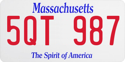 MA license plate 5QT987