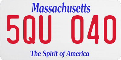 MA license plate 5QU040