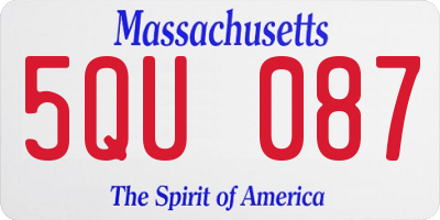 MA license plate 5QU087