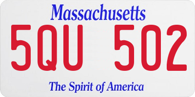 MA license plate 5QU502